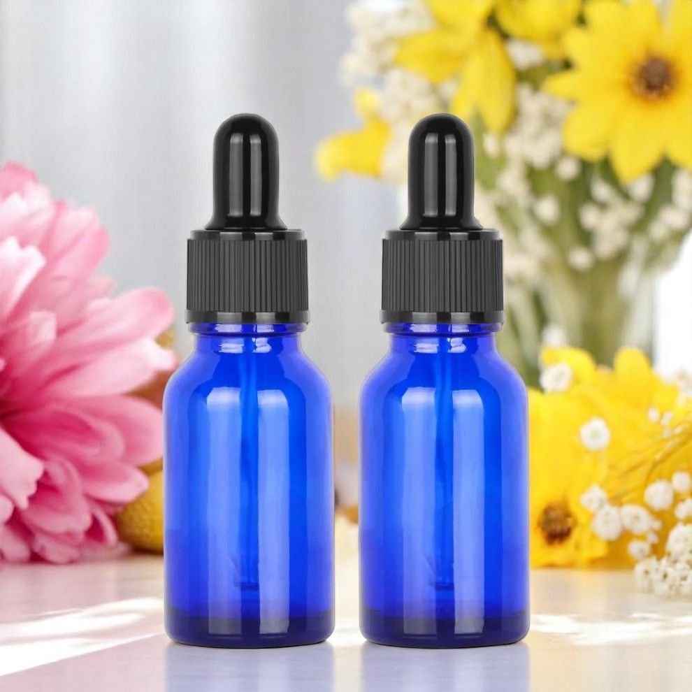 15mL Cobalt Blue Glass Dropper Bottles with Ridged Black Cap &amp; Black Teat - SPECIAL BUY
