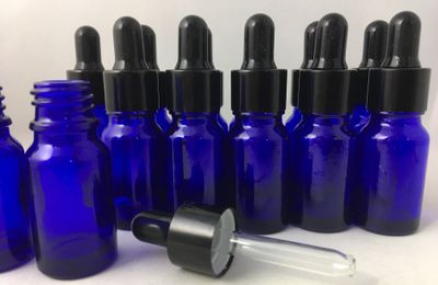 COBALT BLUE GLASS BOSTON AROMA BOTTLES 18mm NECK - 5mL to 100mL OPTIONS TO CHOOSE DISPENSER TYPE