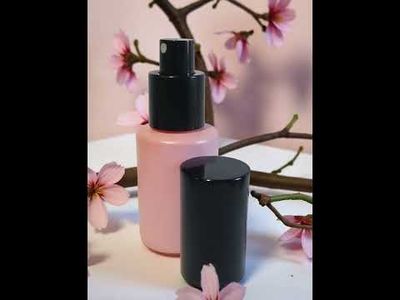 30ML PINK GLASS  SQUARE SHOULDER WITH BLACK OVERCAP ATOMISERS - SPECIAL BUY