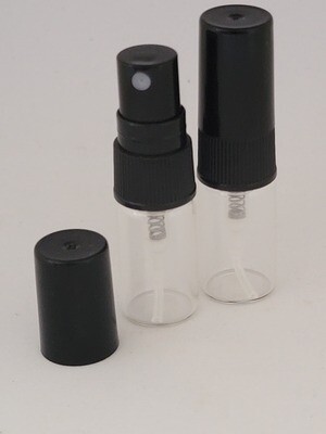 2ml  Glass Atomiser with Black Overcap PACK 100 PCS