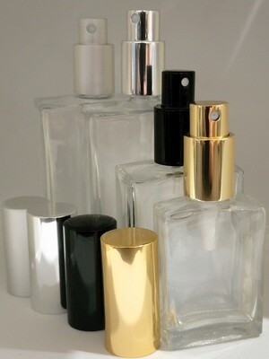 Rectangular Clear Glass 15mL - SELECT VOLUME &amp; ATOMISER COLOUR