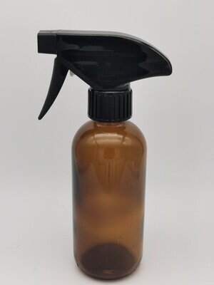 250mL (8oz) AMBER GLASS Bottle with Black Trigger Spray