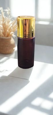 50mL Amber Glass Roller with ROSE QUARTZ Ball &amp; BLACK or GOLD  Cap — Refillable Essential Oil ROLLER- NEW ITEM