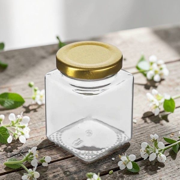 150mL Square Clear Glass Jar with Choice of Cap Colour (200g HONEY)- PACK OF 10