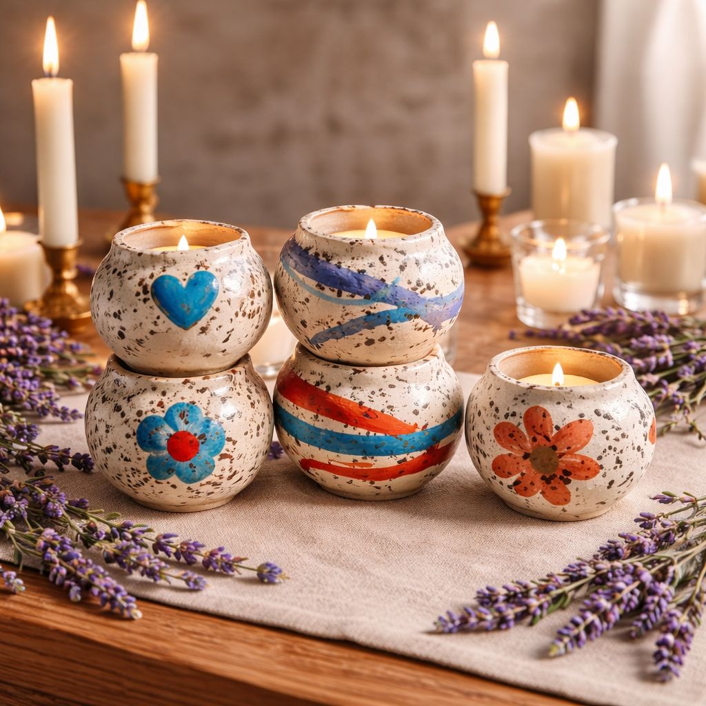 SET of 5 Ceramic Candle Holders (USED)