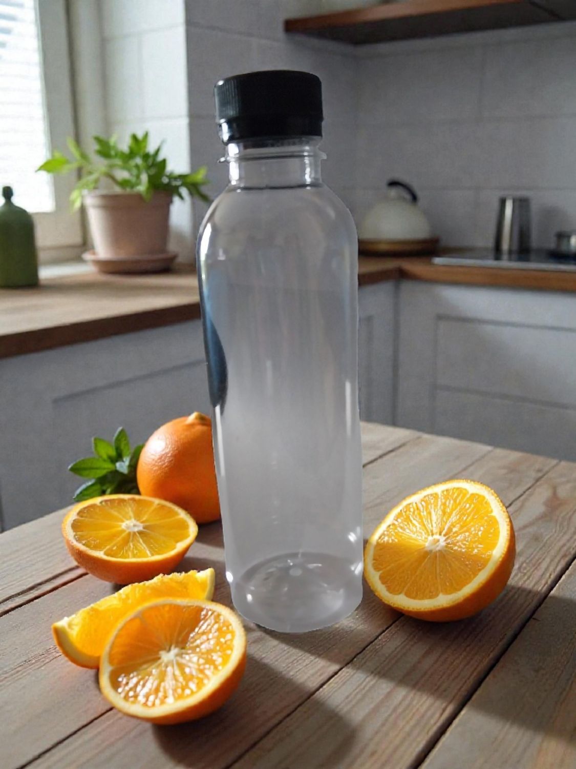 300mL Cylinder PET (Plastic ♲ ) Bottle with Tamper Evident Black Cap