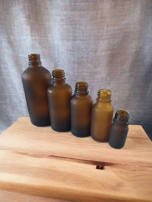 FROSTED AMBER GLASS BOSTON AROMA BOTTLES 18mm NECK - 5mL to 100mL OPTIONS TO CHOOSE DRIPULATOR, WADED CAP OR ORIFACE REDUCER