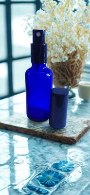 COBALT BLUE GLASS BOSTON AROMA BOTTLES 18mm NECK - 5mL to 100mL OPTIONS WITH ATOMISER OR ONLY ATOMISER