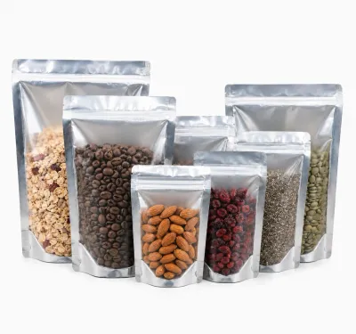 Clear Black Stand Up Pouch Zip Seal Mylar Foil Zipper Bags 18 x 26cm