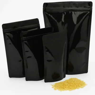 Clear Black Stand Up Pouch Zip Seal Mylar Foil Zipper Bags 18 x 26cm