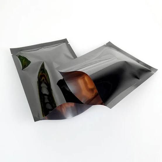 Glossy Black 3 Side Seal Pouches, No Zipper - 11 x 16cm