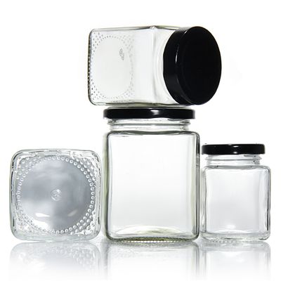 100ml Square Glass Jar with Choice of TWIST Cap Colour