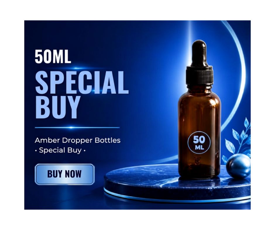 50mL AMBER GLASS AROMA DROPPER BOTTLE COMPLETE SET - SPECIAL BUY