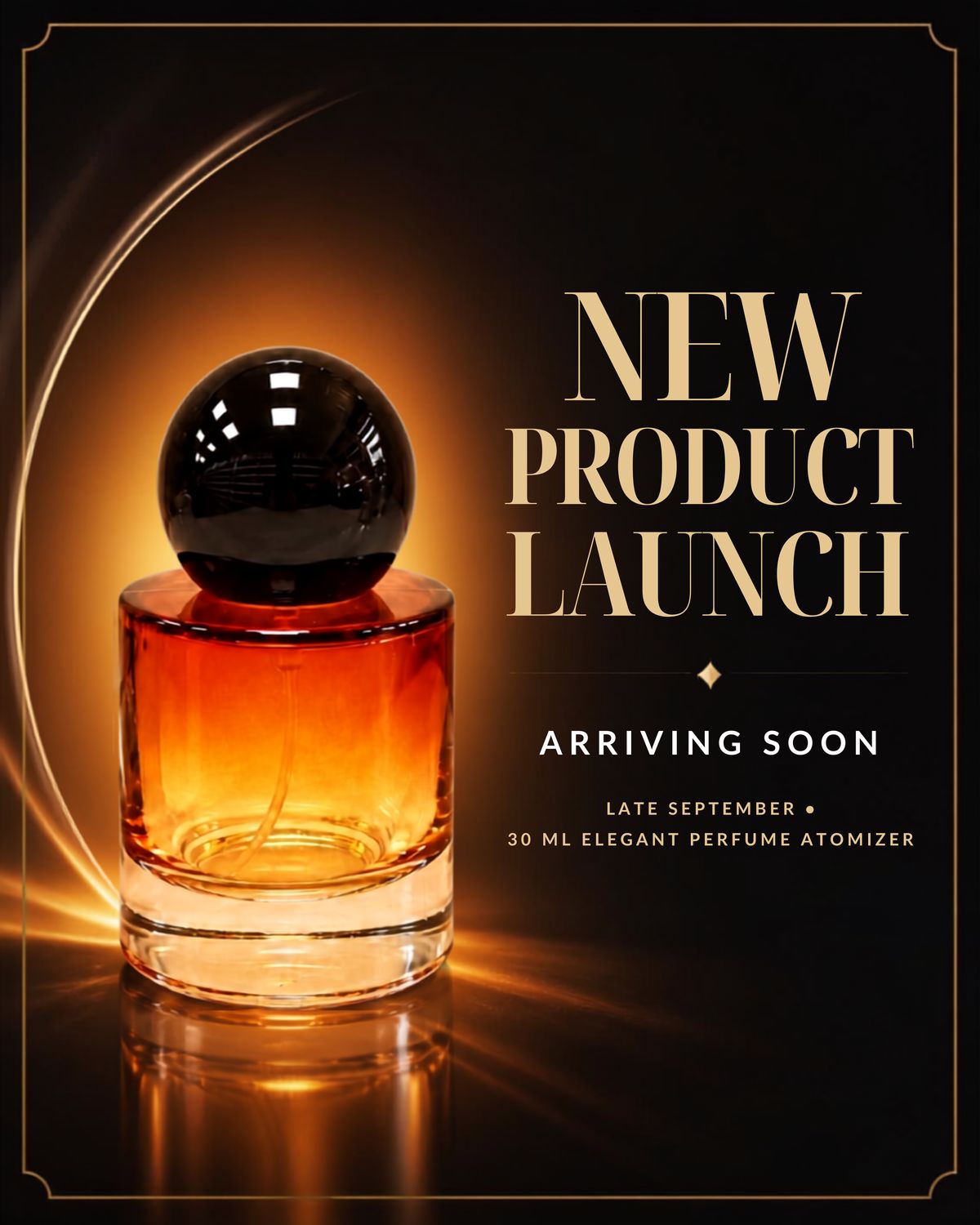 30 ml refillable perfume atomizer in amber thick toned glass with glossy black orb cap — fine mist spray, travel-ready, and gift-perfect.
