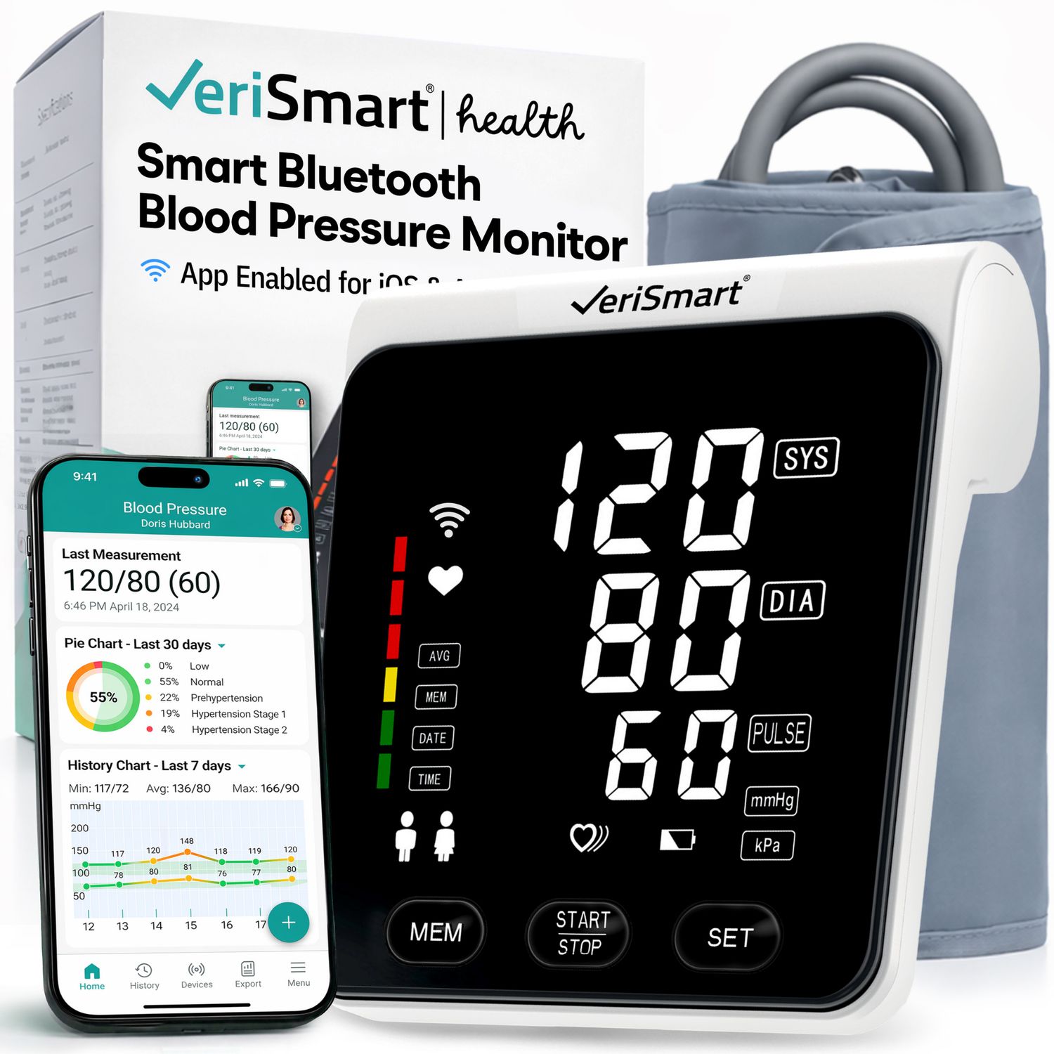 VeriSmart® Health Wireless Upper Arm Smart Blood Pressure Monitor