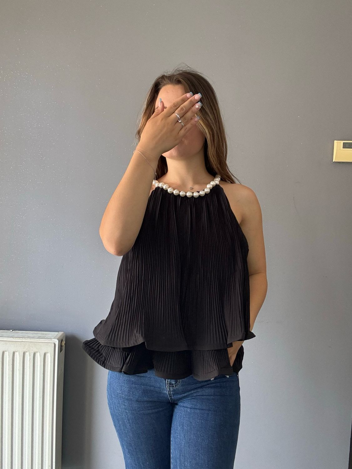 Chemise perle Noir