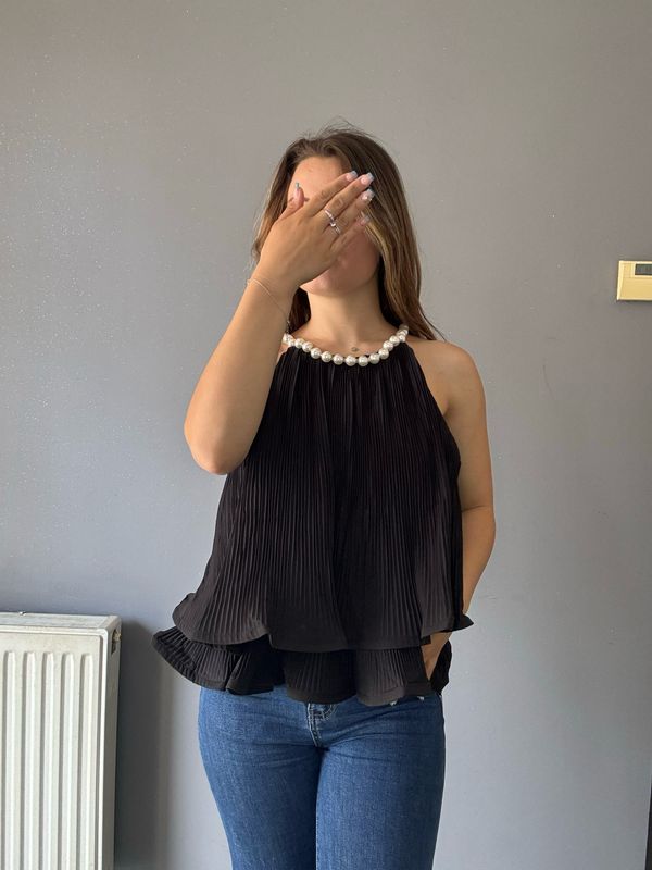 Chemise perle Noir