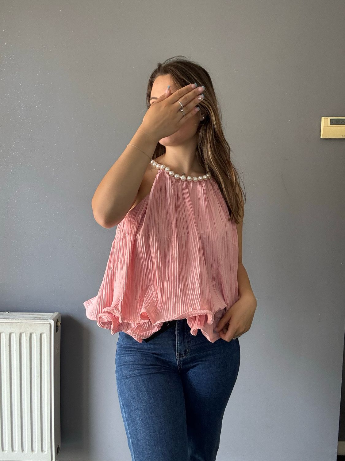 Chemise perle rose