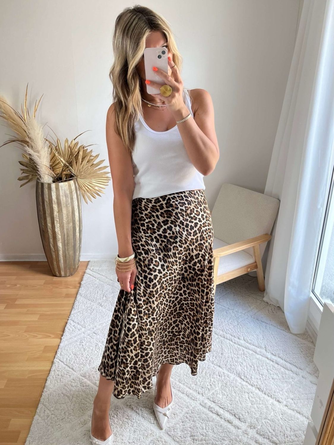 Jupe satin léopard