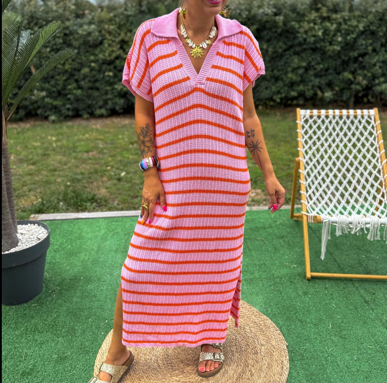 Robe Maille Malak Rose