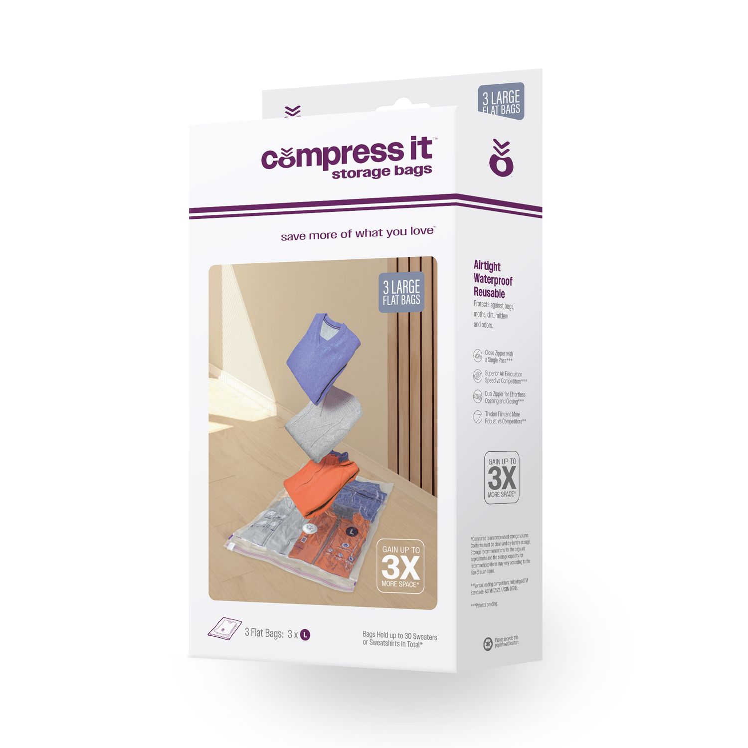 3 Large Flat Vacuum Compression Set