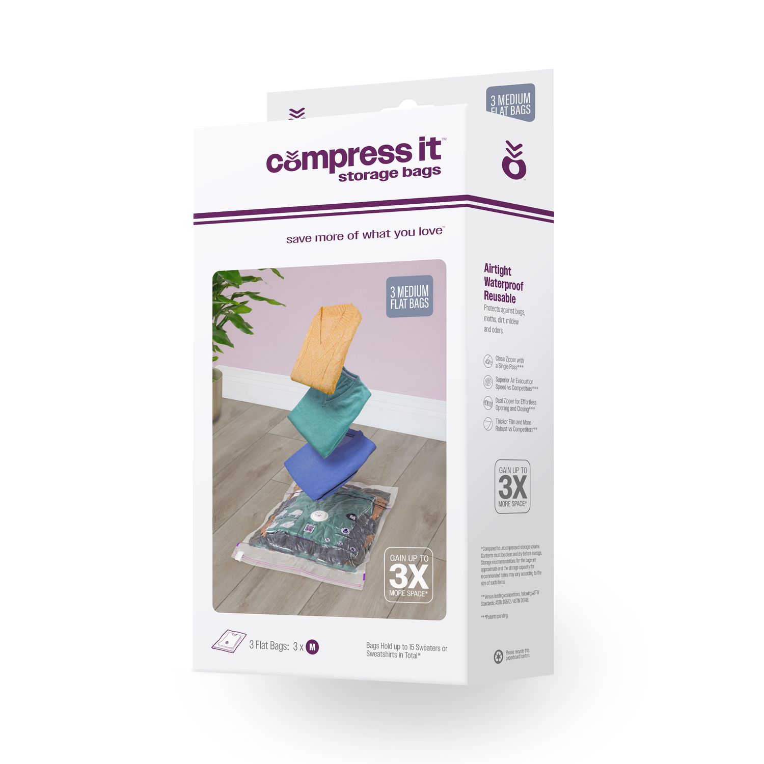 3 Medium Flat Vacuum Compression Set