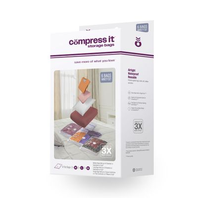 2-Medium, 2-Large, 2-XLarge Flat Vacuum Compression Combo