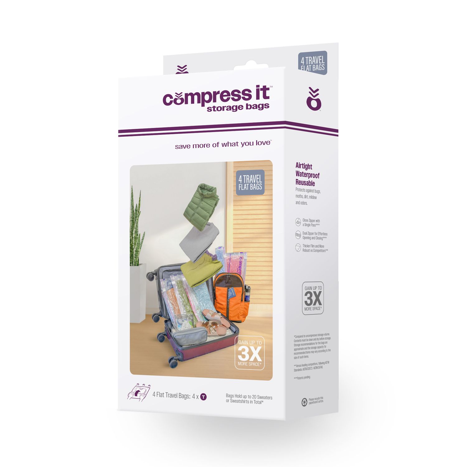 4-Bags Travel Flat Compression Set