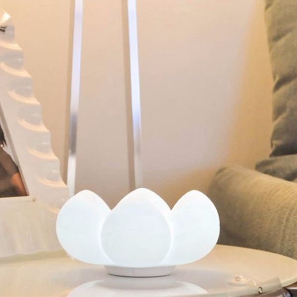 Creative Soft Silicone Touch Sensor Fleshy Flower LED Night Light Cosmetic Storage Lamp Decor