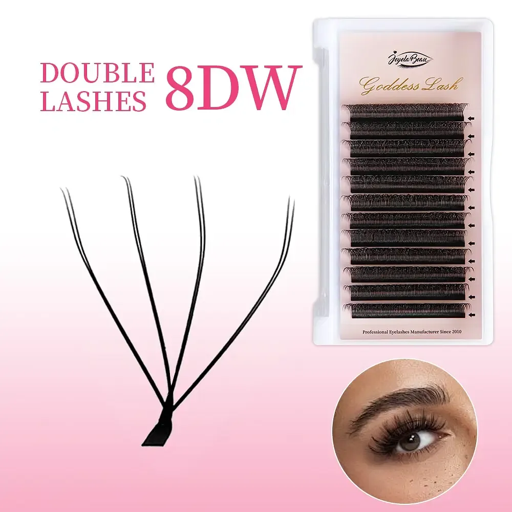 Color: Rose Red, Curl: C, Thickness: 0.07mm, Length: 10mm, Ships From: CHINA - Goddess 3D/4D/5D/6D/7D/8D W Shape lashes 4D Premade Fan Lash Extensions 0.07 C/D Curl Natural Soft High Quality Idividua