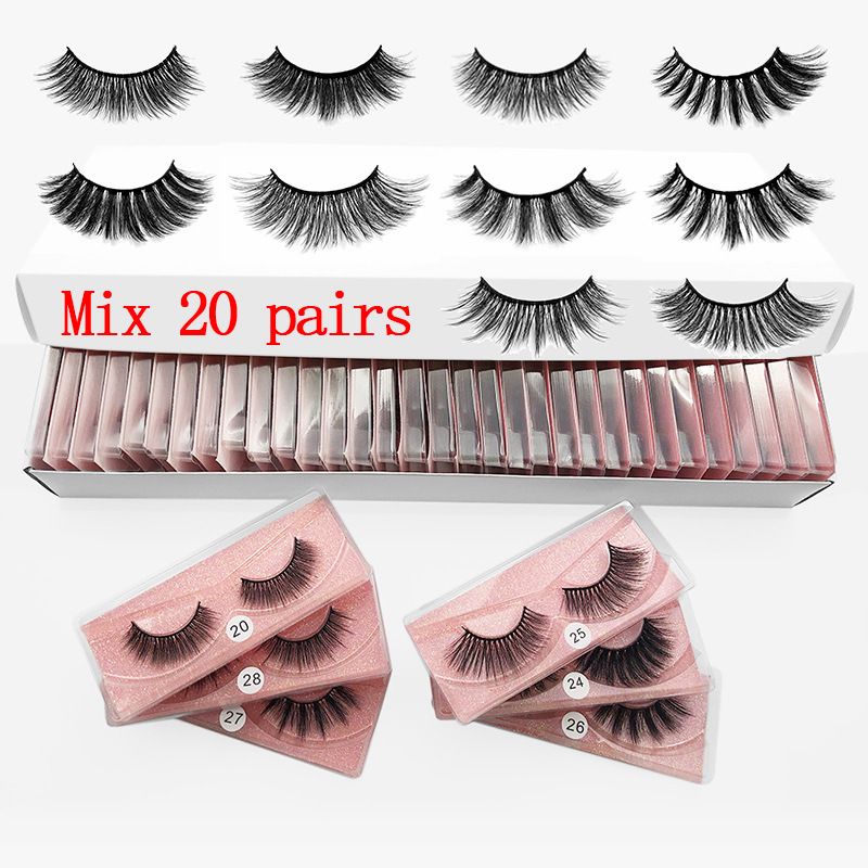 Color: Pink, Quantity: Q20 pairs - 3d mink hair false eyelashes