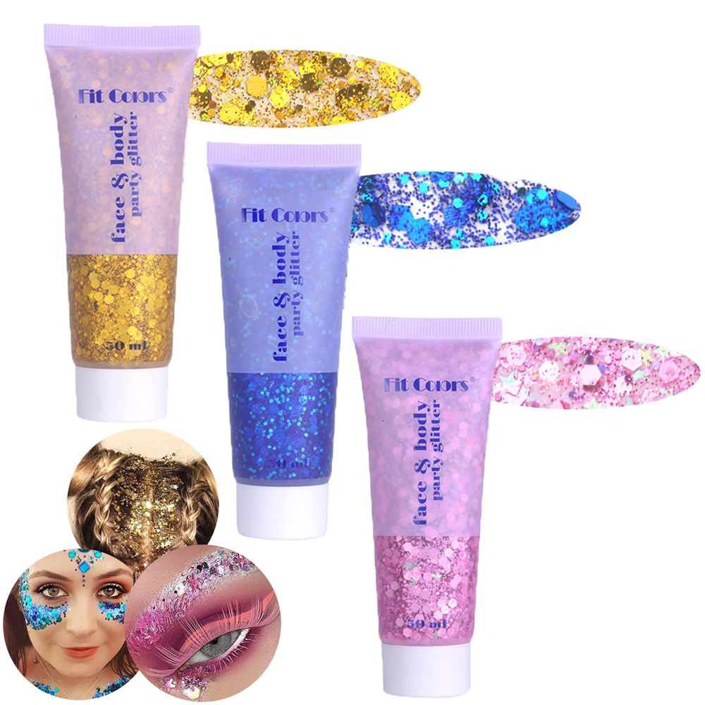 Body Face Chunky Glitter Gel: Pink White Silver Face Sparkles Glitter Gel Makeup