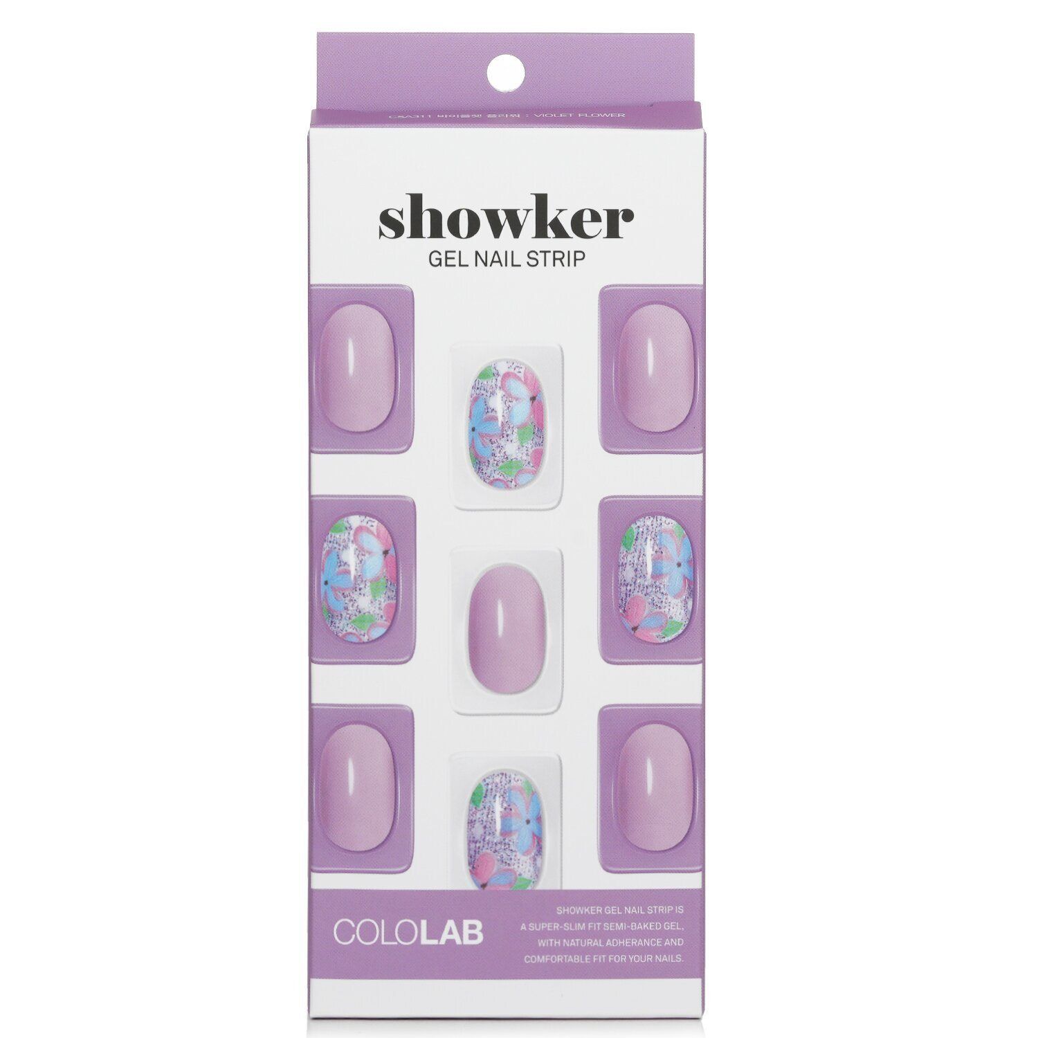 COLOLAB - Showker Gel Nail Strip # CSA311 Violet Flower 899432 1pcs