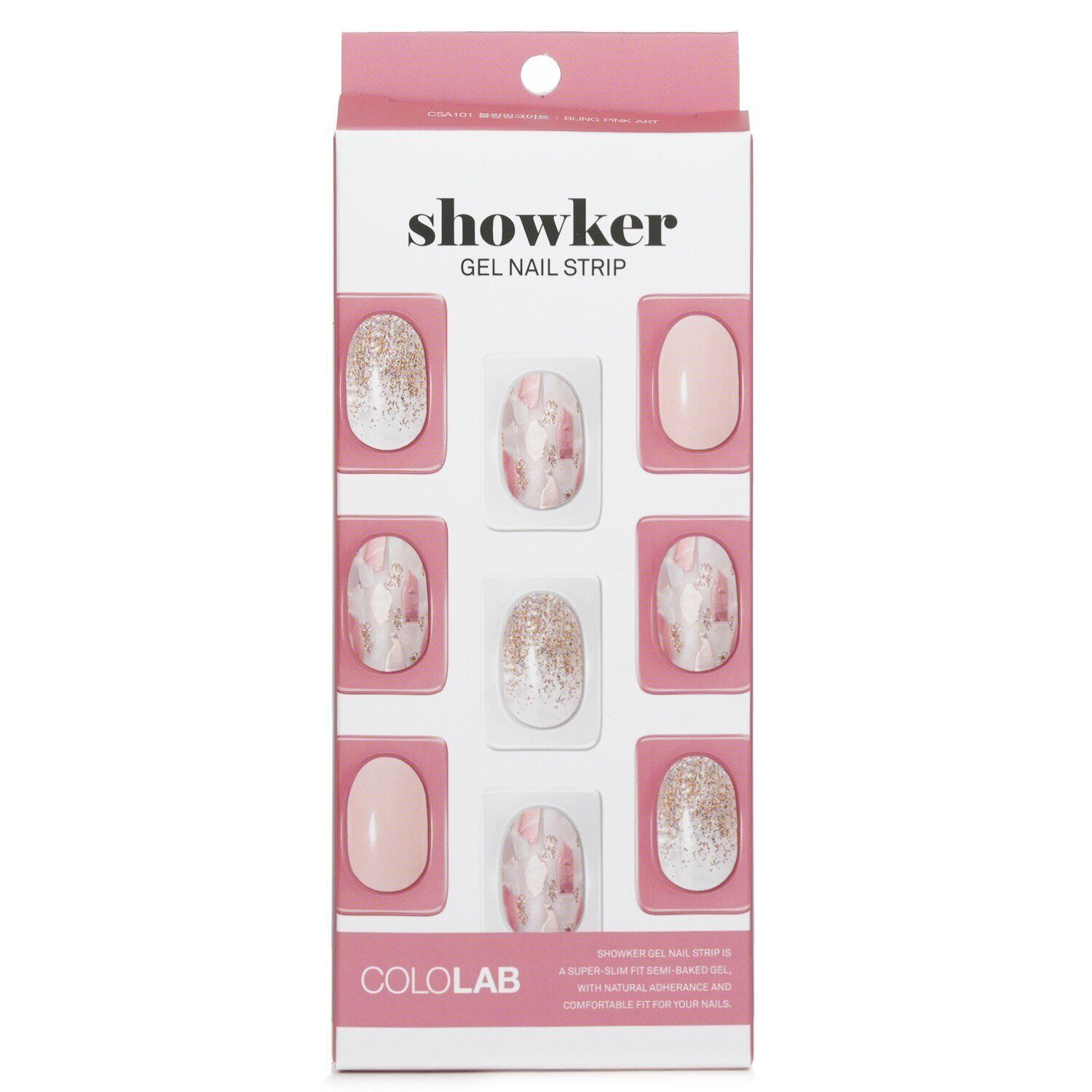 COLOLAB - Showker Gel Nail Strip # CSA101 Bling Pink Art 640974 1pcs