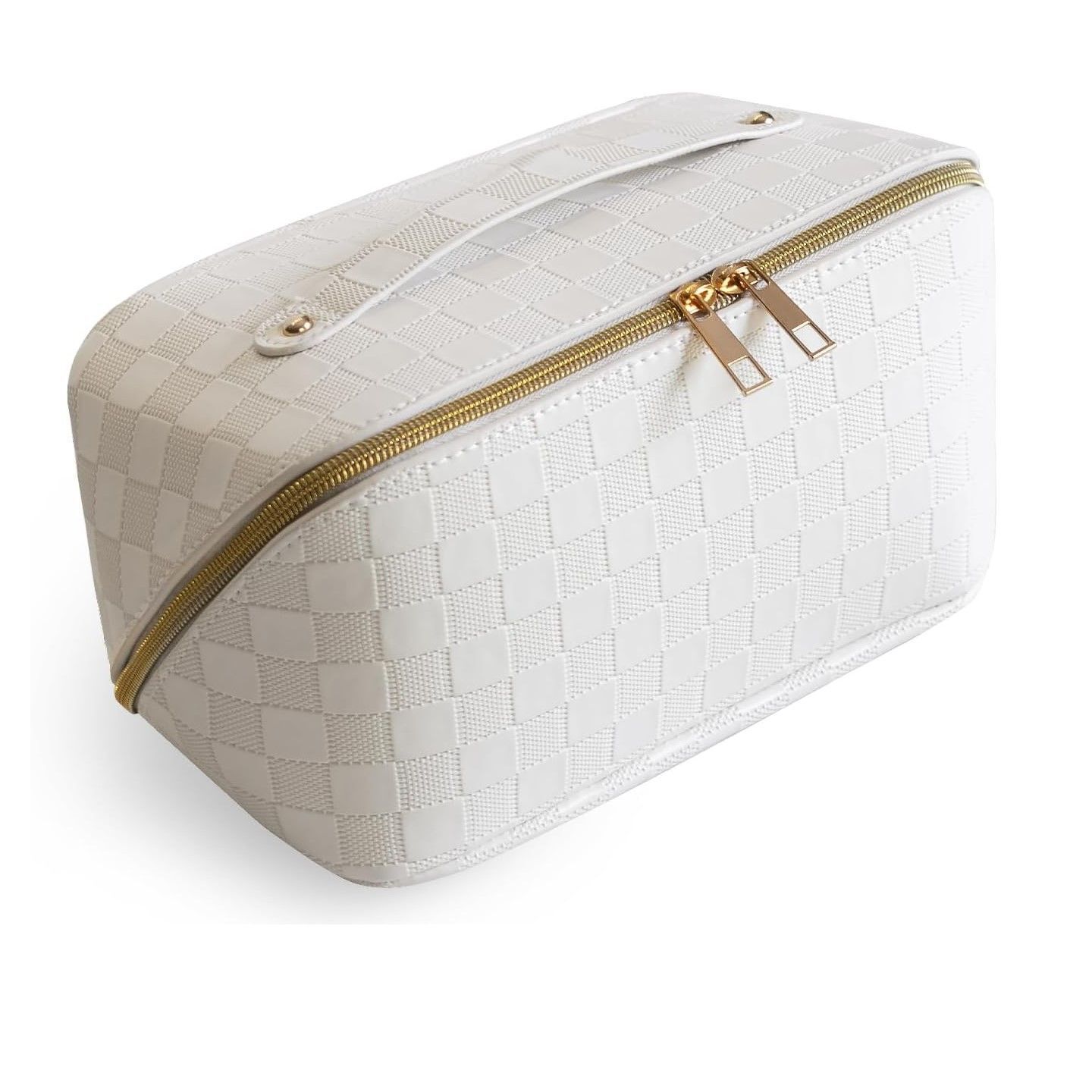 JlEDE Checkered Cosmetic Bag for Women, Exquisite makeup bag, fashion makeup bag, classic design, travel bag