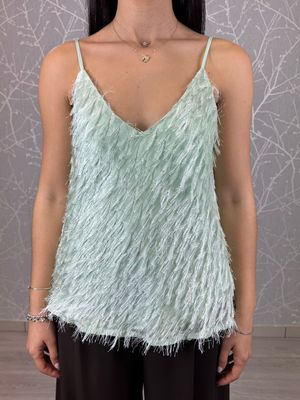 Top piume verde acqua