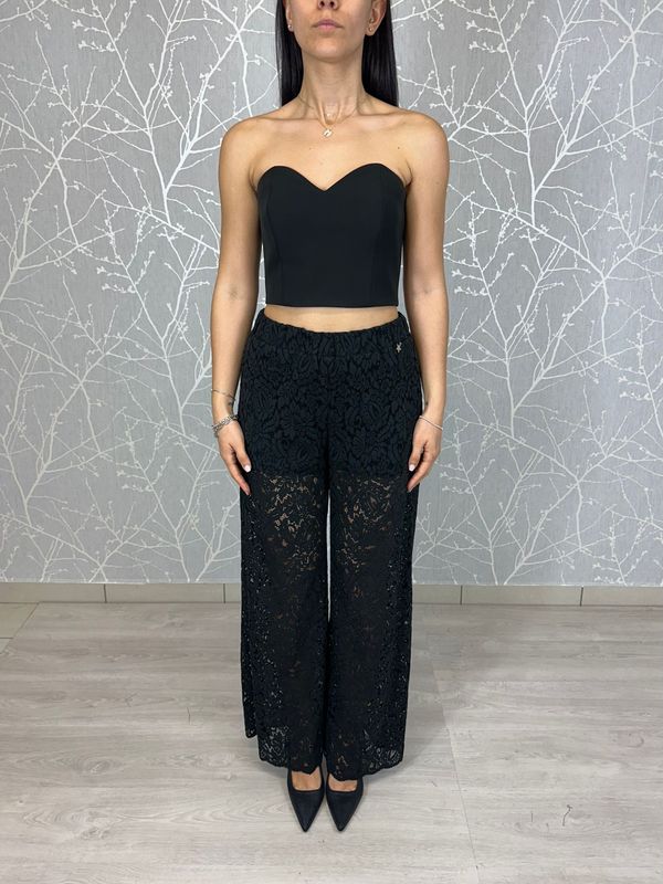 Pantalone palazzo in pizzo nero