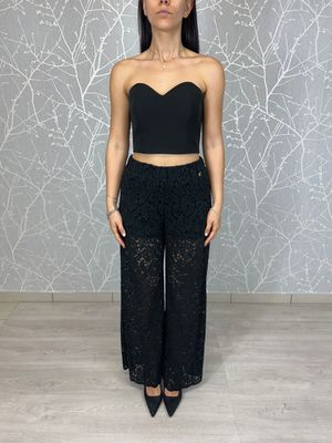 Pantalone palazzo in pizzo nero