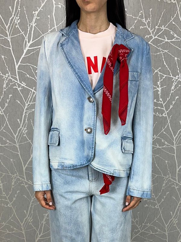 Giacca jeans con bandana denim chiaro
