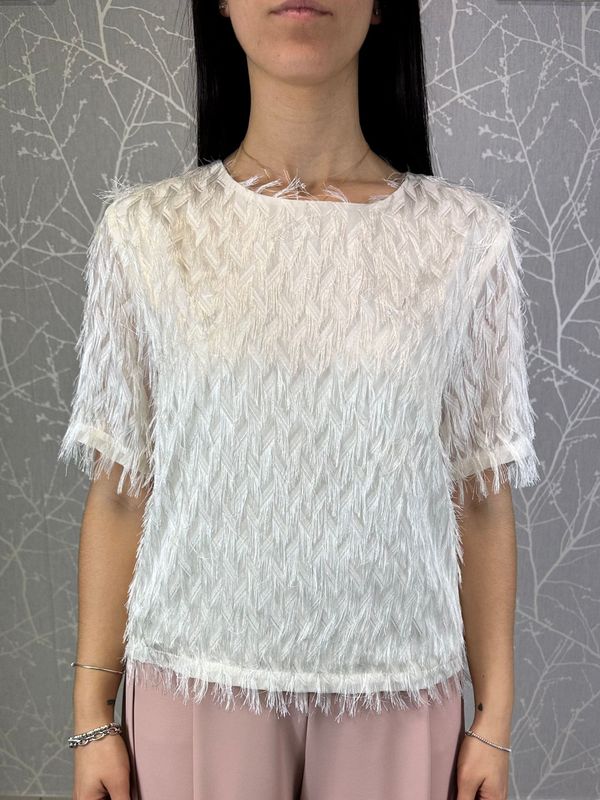 T-shirt piume panna