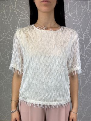 T-shirt piume panna