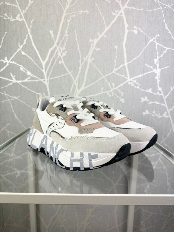 Sneakers in suede e tessuto tecnico bianco/platino
