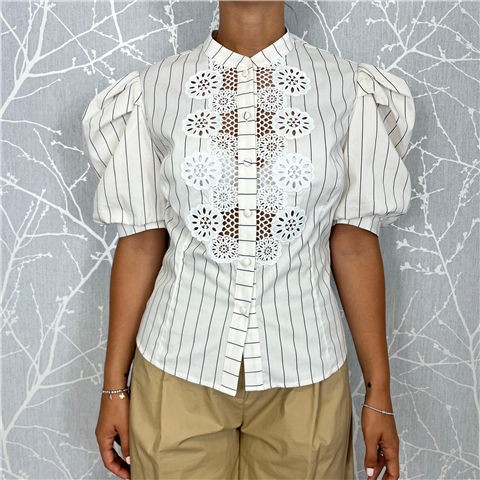 Camicia Manica A Palloncino Con Pizzo