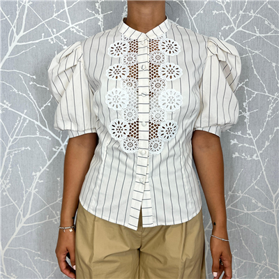 Camicia Manica A Palloncino Con Pizzo