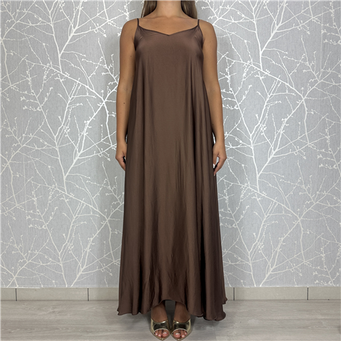 Abito Lungo Satin, Taglia: U, Colore: MORO