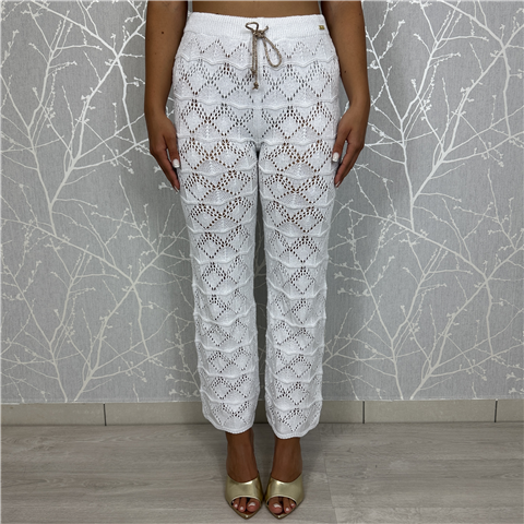 Pantalone Crochet Laccio Metallo, Taglia: S, Colore: BIANCO