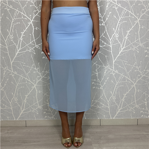 Gonna Trasparente Con Sottogonna, Taglia: XS, Colore: AZZURRO