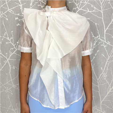 Camicia Con Fiocco, Taglia: XS, Colore: BIANCO