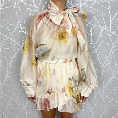 Blusa Floreale Con Fiocco