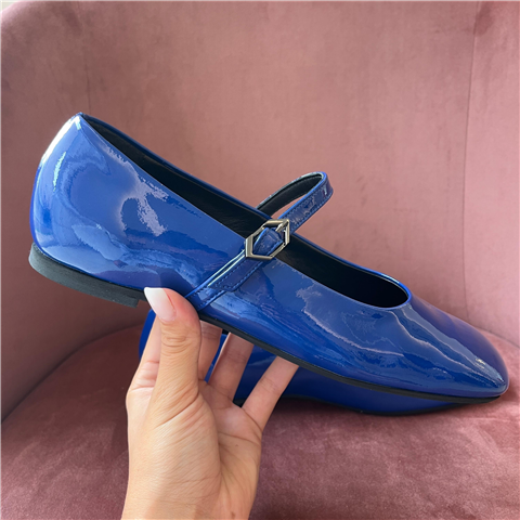 Ballerina In Vernice Con Cinturino Art. Pbal24, Taglia: 39, Colore: BLU